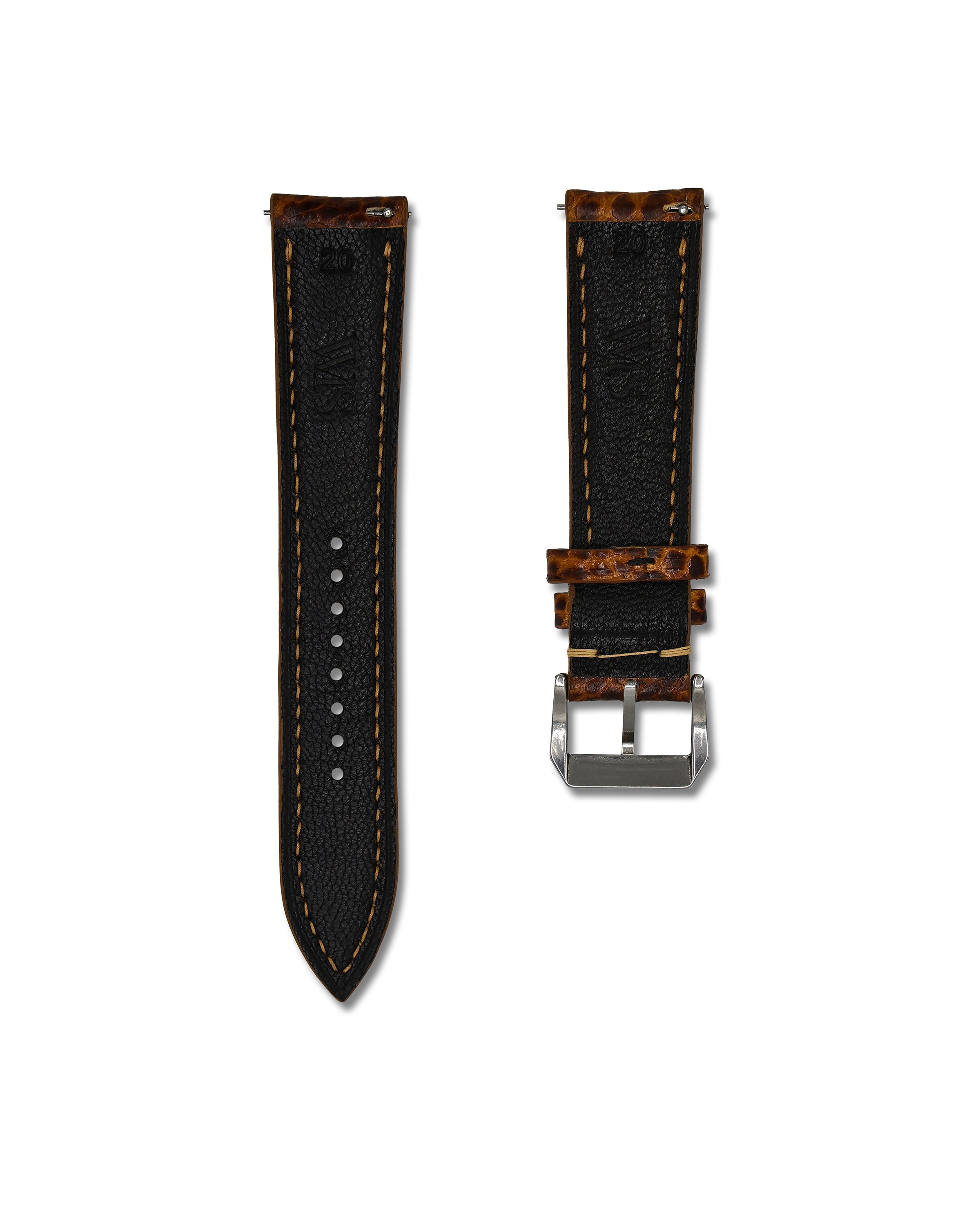 Tiger's Eye Bespoke Ostrich Shin Leather Watch Strap 20mm