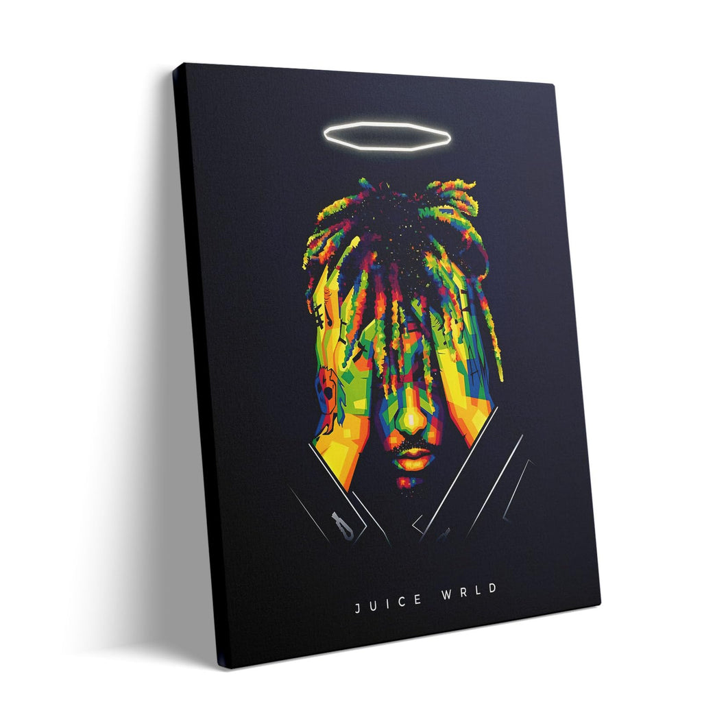 VYPEROCK Juice WRLD Collage Canvas Wall Art Bold Rapper Poster, Graffiti Urban Poster Print Artwork, Music Galaxy Aesthetic Wall Decor for Living Room Bedroom Game Room Bar Studio, Framed 8x10inch