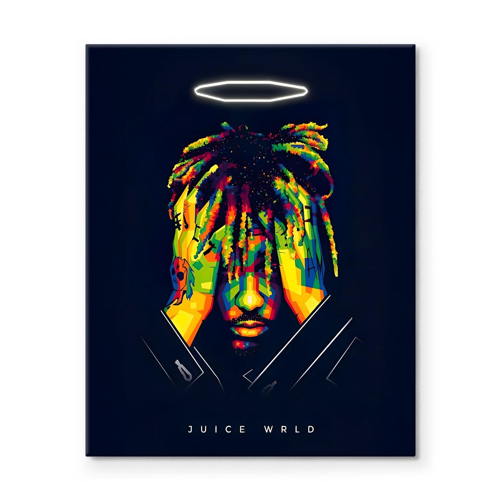 Juice Wrld Canvas Wall Art, Music Album Cover Poster Print, Rapper Singer Poster Framed Art, Aesthetic Canvas Wall Art for Bedroom or Living Room Wall Decor Gift 8x10inch