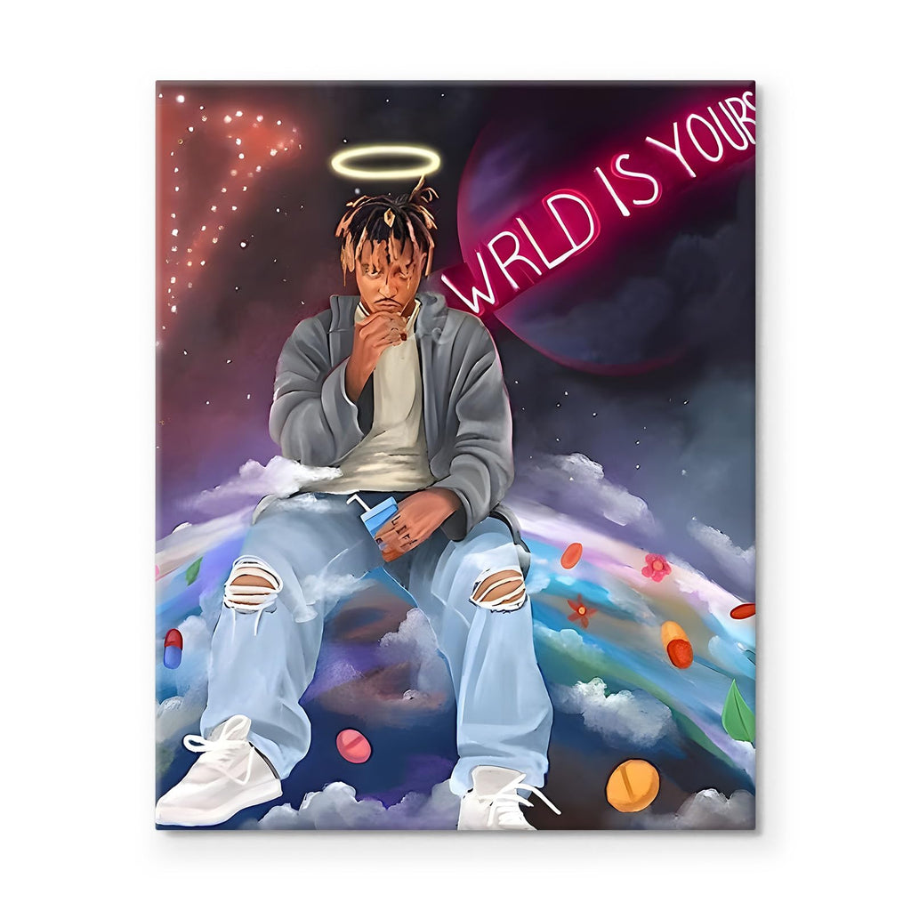 Juice Wrld Canvas Wall Art, Music Album Cover Poster Print, Rapper Singer Poster Framed Art, Aesthetic Canvas Wall Art for Bedroom or Living Room Wall Decor Gift 8x10inch
