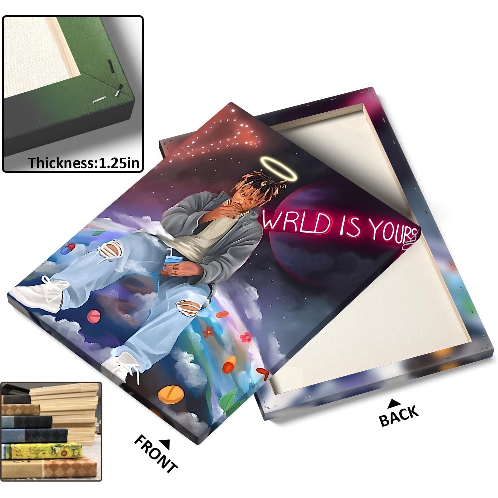 VYPEROCK Juice WRLD Collage Canvas Wall Art Bold Rapper Poster, Graffiti Urban Poster Print Artwork, Music Galaxy Aesthetic Wall Decor for Living Room Bedroom Game Room Bar Studio, Framed 8x10inch