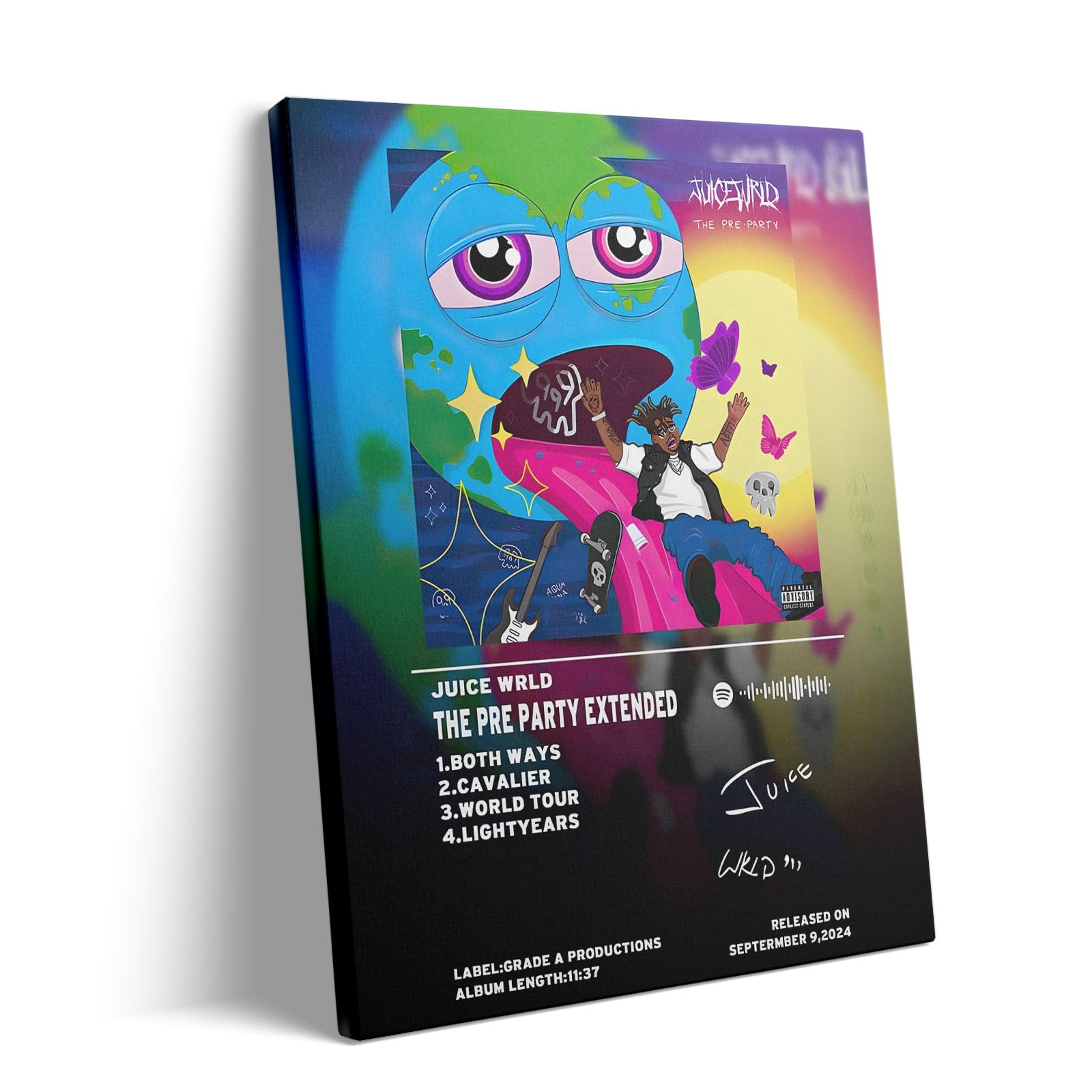 VYPEROCK Juice WRLD Collage Canvas Wall Art Bold Rapper Poster, Graffiti Urban Poster Print Artwork, Music Galaxy Aesthetic Wall Decor for Living Room Bedroom Game Room Bar Studio, Framed 8x10inch