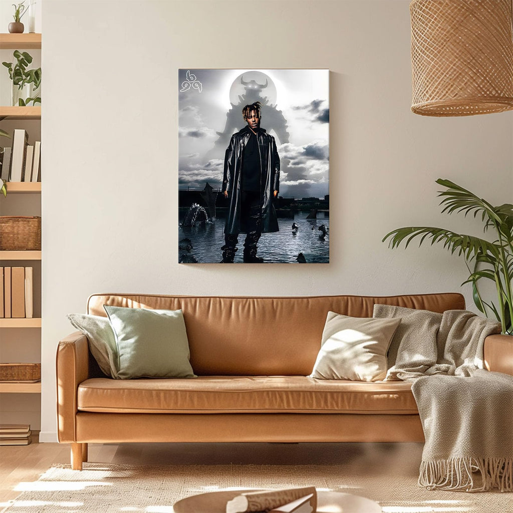 VYPEROCK Juice WRLD Collage Canvas Wall Art Bold Rapper Poster, Graffiti Urban Poster Print Artwork, Music Galaxy Aesthetic Wall Decor for Living Room Bedroom Game Room Bar Studio, Framed 8x10inch