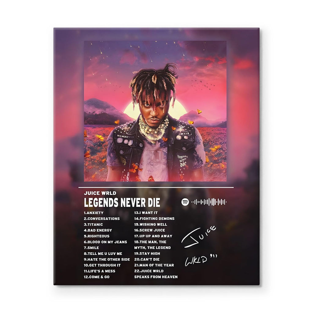 Juice Wrld Canvas Wall Art, Music Album Cover Poster Print, Rapper Singer Poster Framed Art, Aesthetic Canvas Wall Art for Bedroom or Living Room Wall Decor Gift 8x10inch