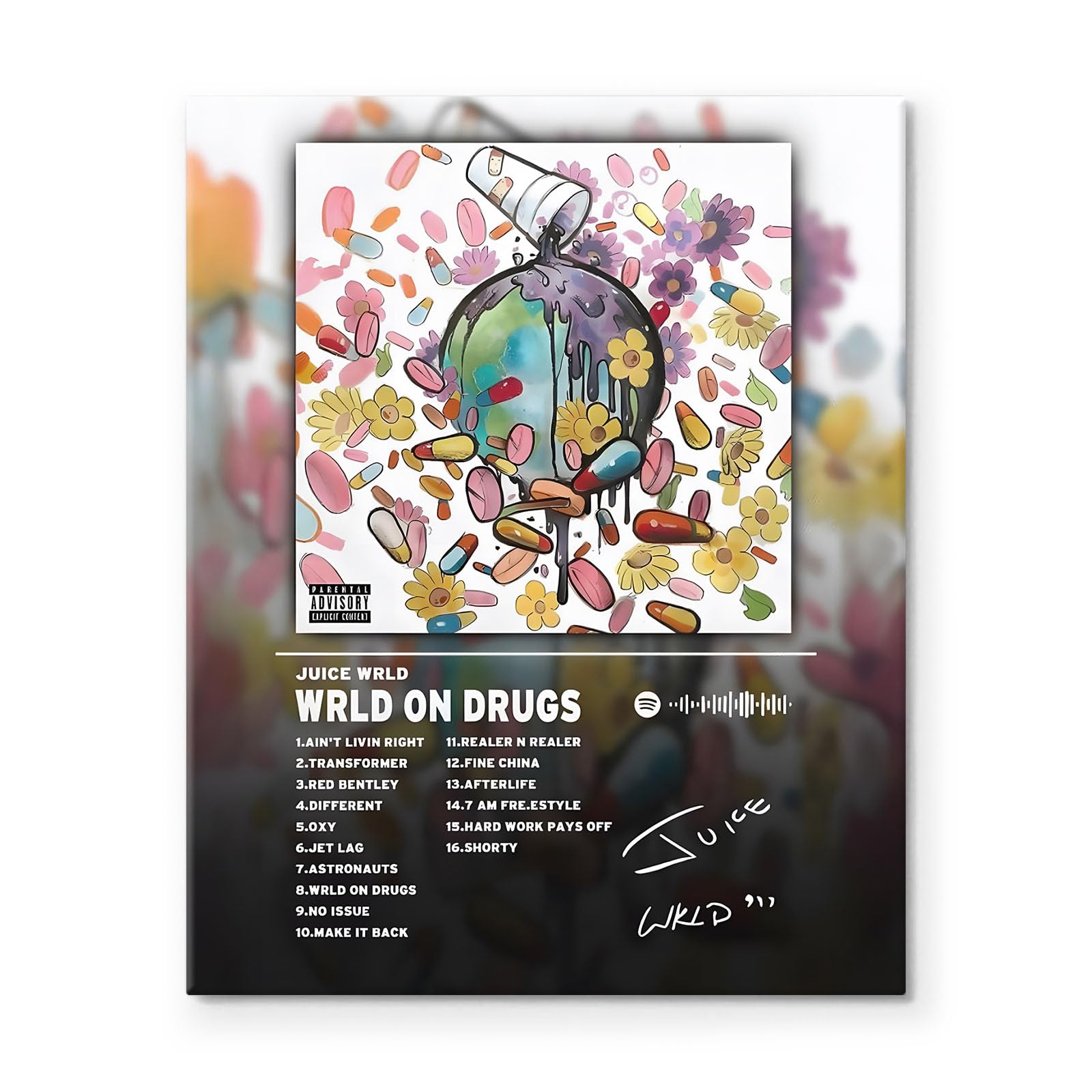 Juice Wrld Canvas Wall Art, Music Album Cover Poster Print, Rapper Singer Poster Framed Art, Aesthetic Canvas Wall Art for Bedroom or Living Room Wall Decor Gift 8x10inch