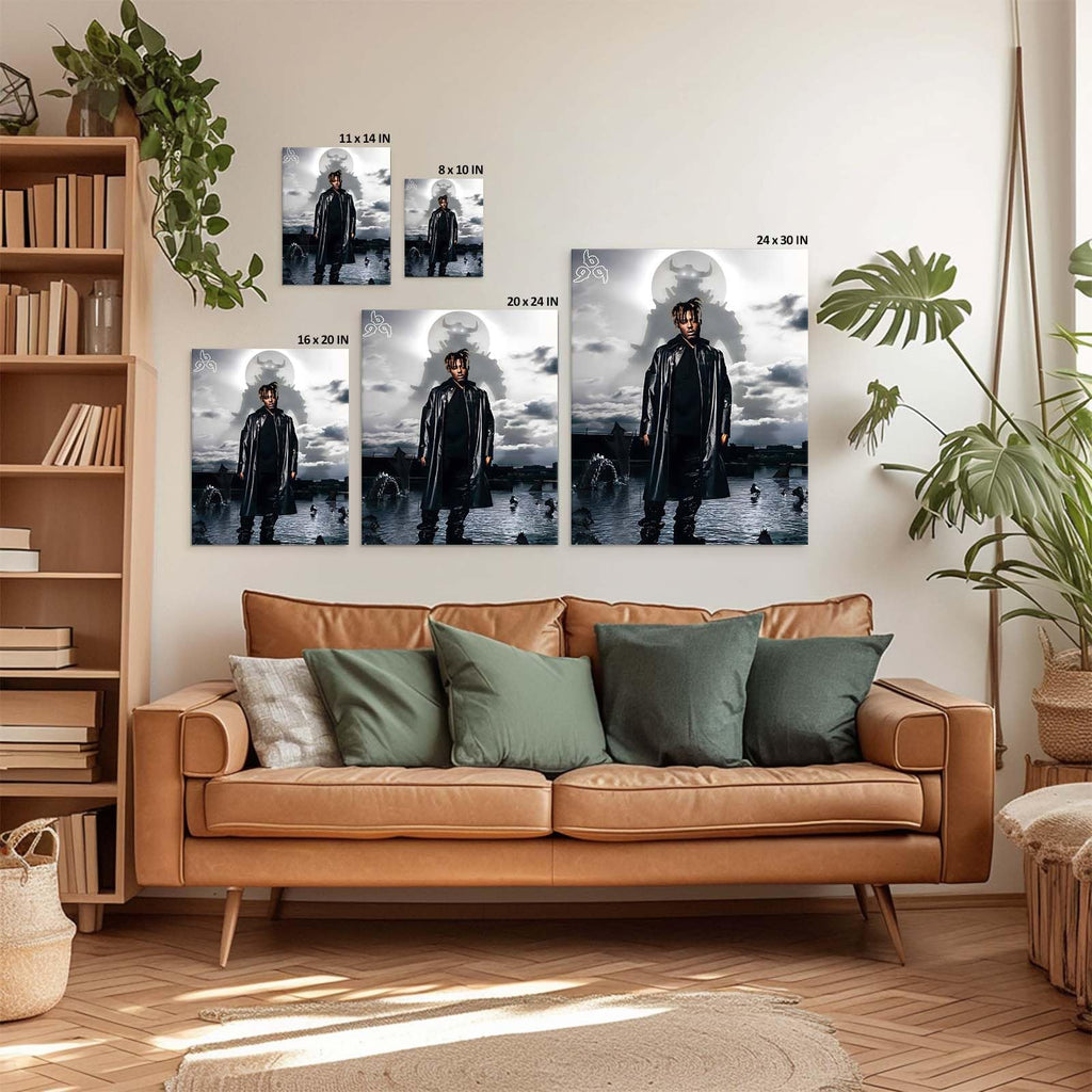 VYPEROCK Juice WRLD Collage Canvas Wall Art Bold Rapper Poster, Graffiti Urban Poster Print Artwork, Music Galaxy Aesthetic Wall Decor for Living Room Bedroom Game Room Bar Studio, Framed 8x10inch