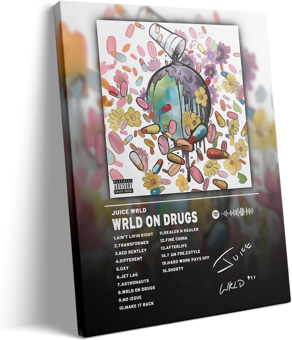 VYPEROCK Juice WRLD Collage Canvas Wall Art Bold Rapper Poster, Graffiti Urban Poster Print Artwork, Music Galaxy Aesthetic Wall Decor for Living Room Bedroom Game Room Bar Studio, Framed 8x10inch