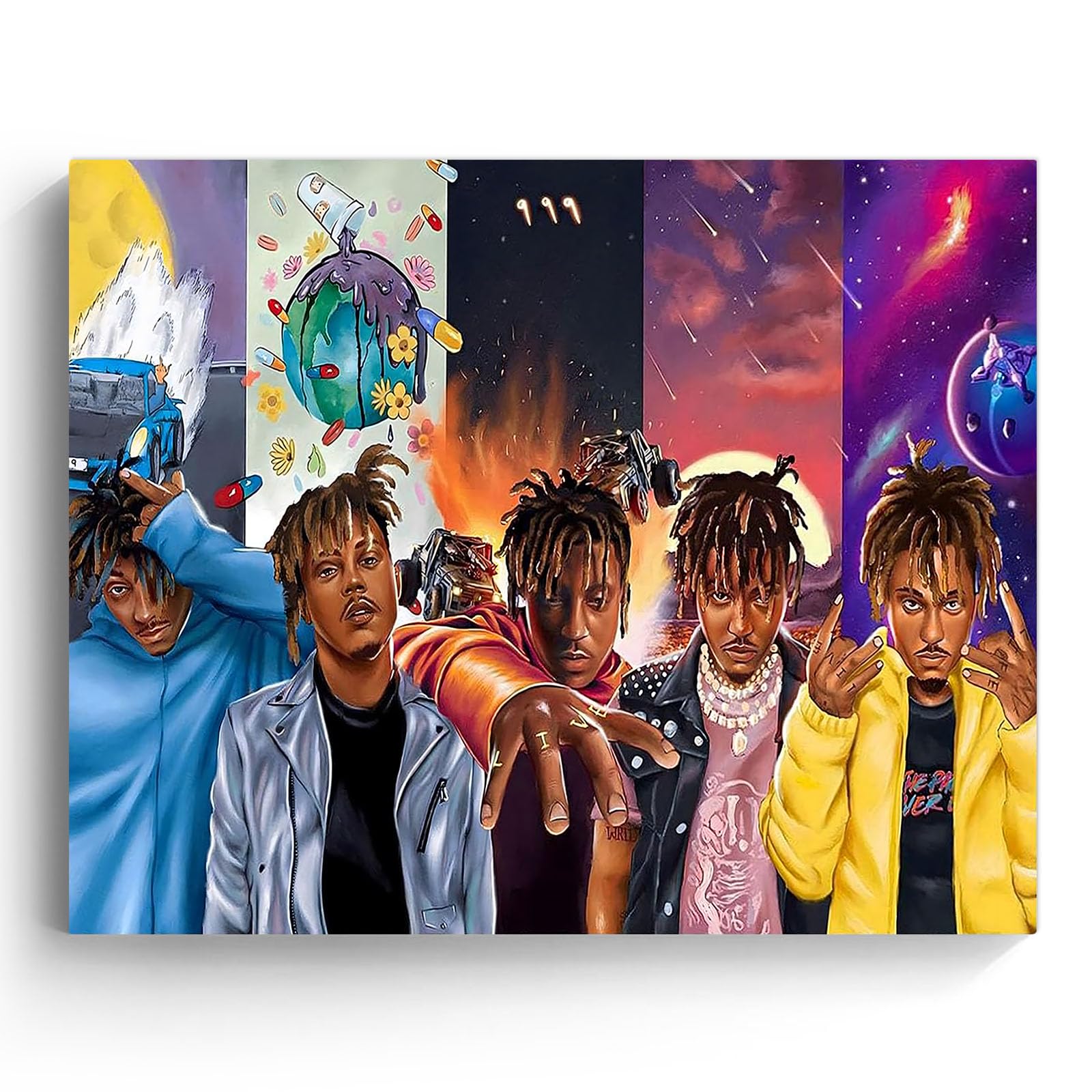 Juice Wrld Canvas Wall Art, Music Album Cover Poster Print, Rapper Singer Poster Framed Art, Aesthetic Canvas Wall Art for Bedroom or Living Room Wall Decor Gift 8x10inch