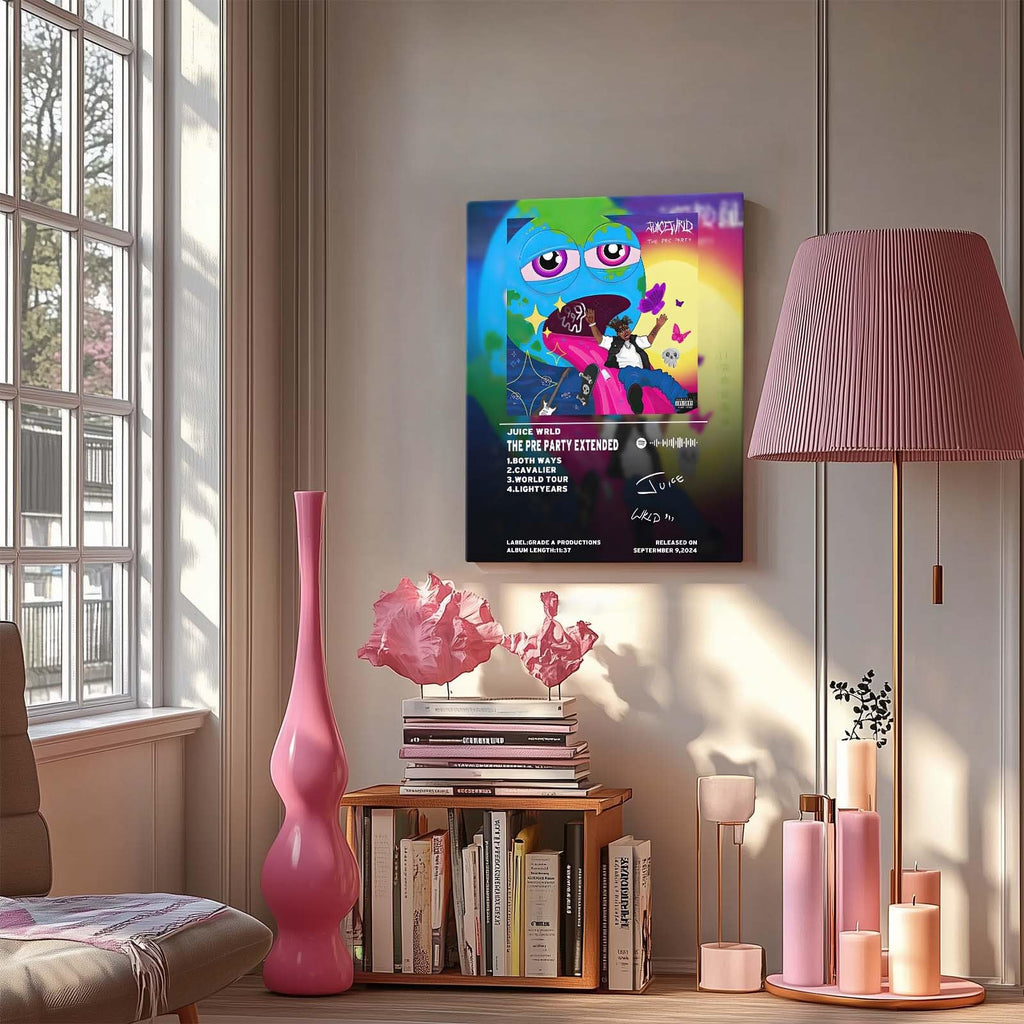 Juice Wrld Canvas Wall Art, Music Album Cover Poster Print, Rapper Singer Poster Framed Art, Aesthetic Canvas Wall Art for Bedroom or Living Room Wall Decor Gift 8x10inch
