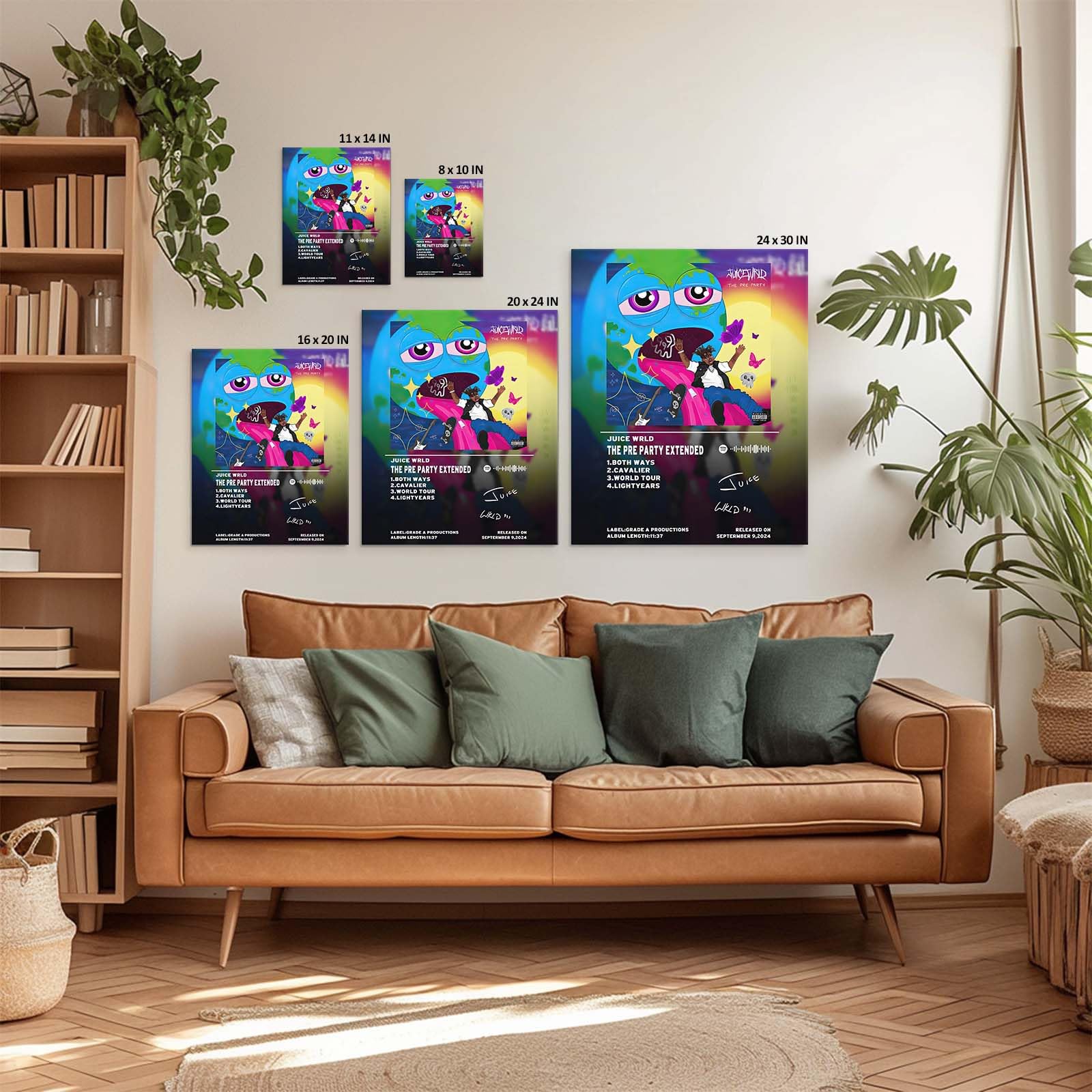 Juice Wrld Canvas Wall Art, Music Album Cover Poster Print, Rapper Singer Poster Framed Art, Aesthetic Canvas Wall Art for Bedroom or Living Room Wall Decor Gift 8x10inch