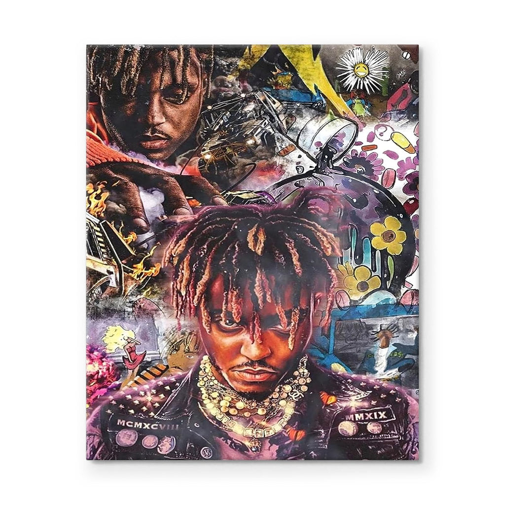 Juice Wrld Canvas Wall Art, Music Album Cover Poster Print, Rapper Singer Poster Framed Art, Aesthetic Canvas Wall Art for Bedroom or Living Room Wall Decor Gift 8x10inch