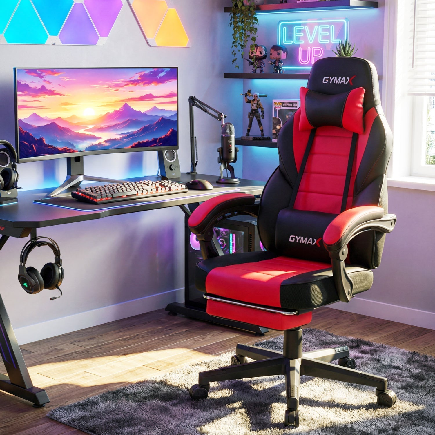 Ergonomic Video Game Chair with Headrest and Reclining Backrest