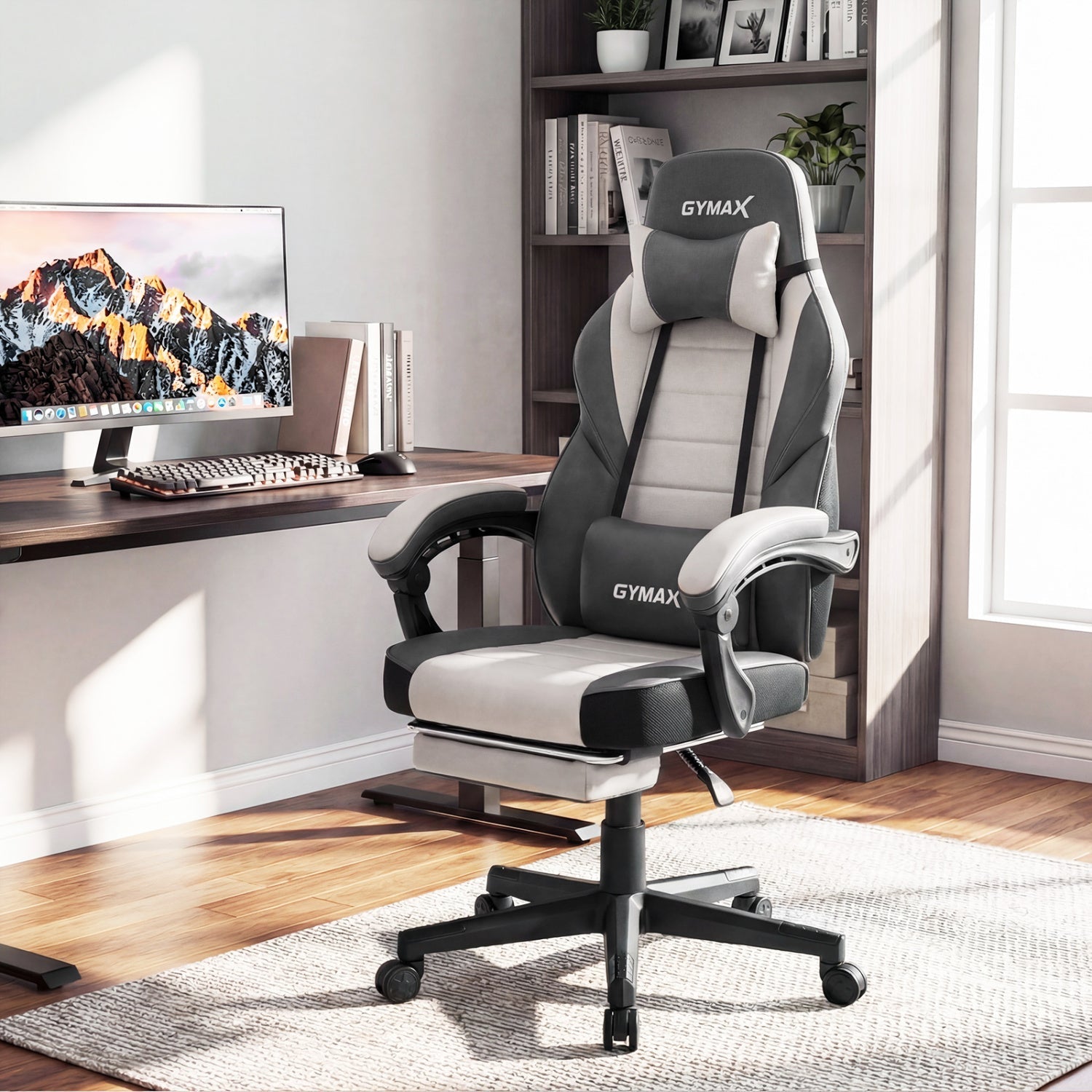 Ergonomic Video Game Chair with Headrest and Reclining Backrest