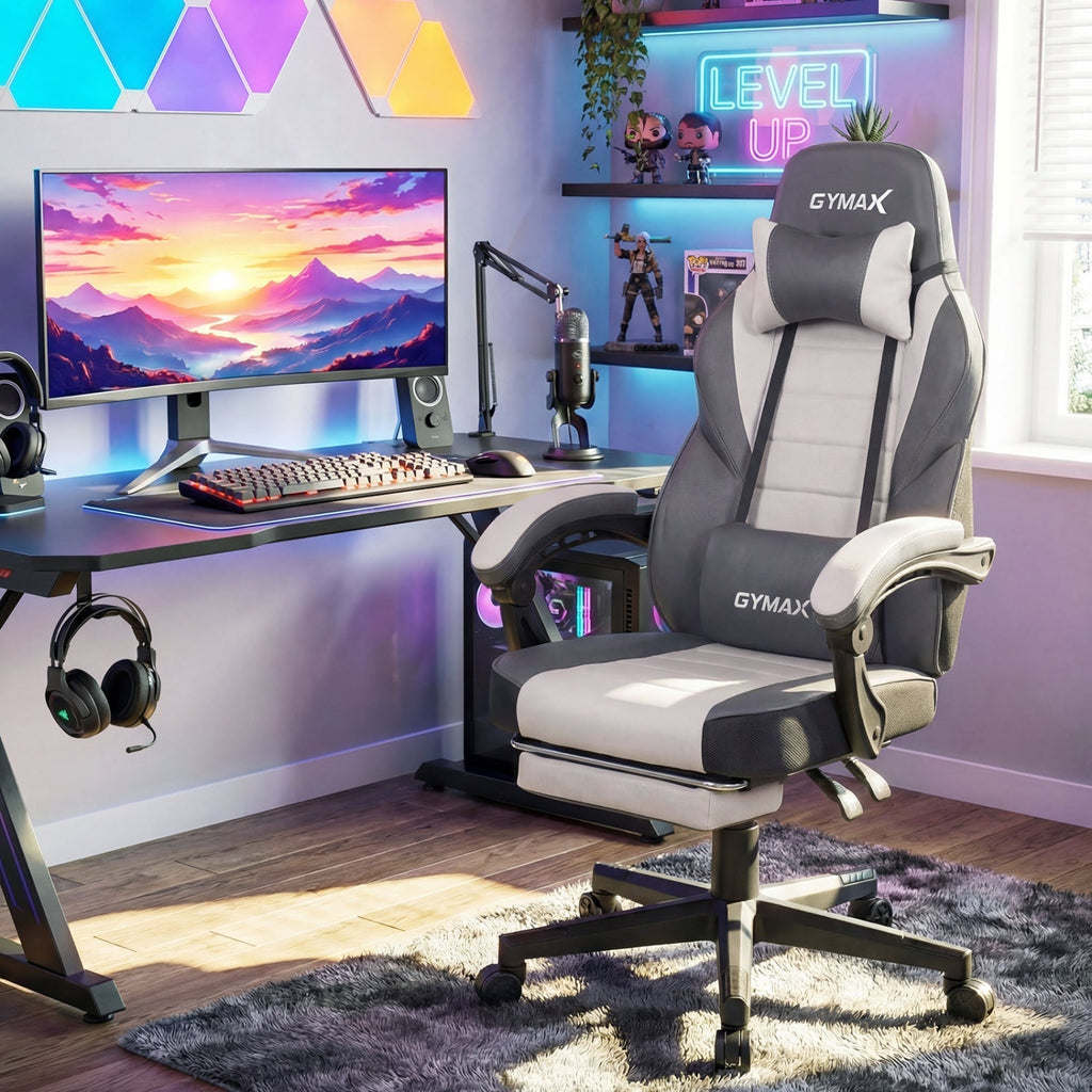 Ergonomic Video Game Chair with Headrest and Reclining Backrest