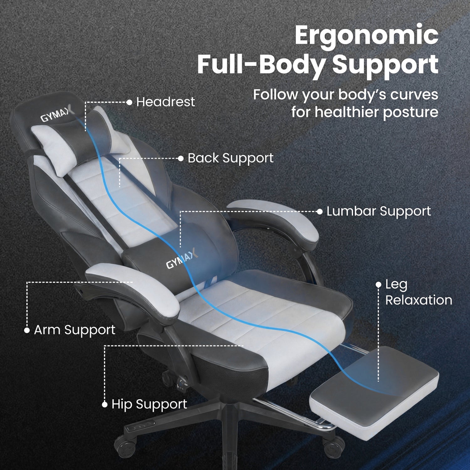 Ergonomic Video Game Chair with Headrest and Reclining Backrest