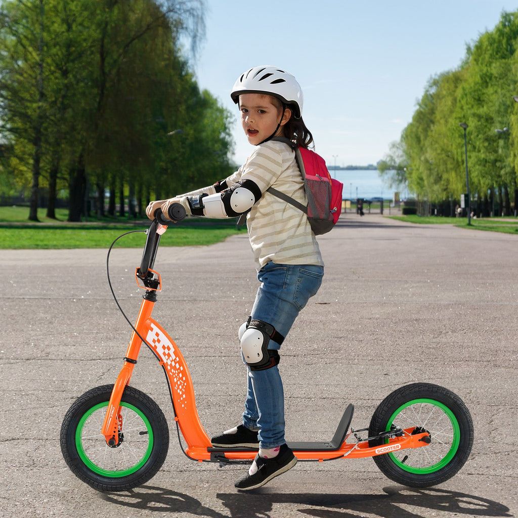 Kids Scooter Youth Kick Scooter with Adjustable Height Handlebar 12-Inch Inflatable Wheels