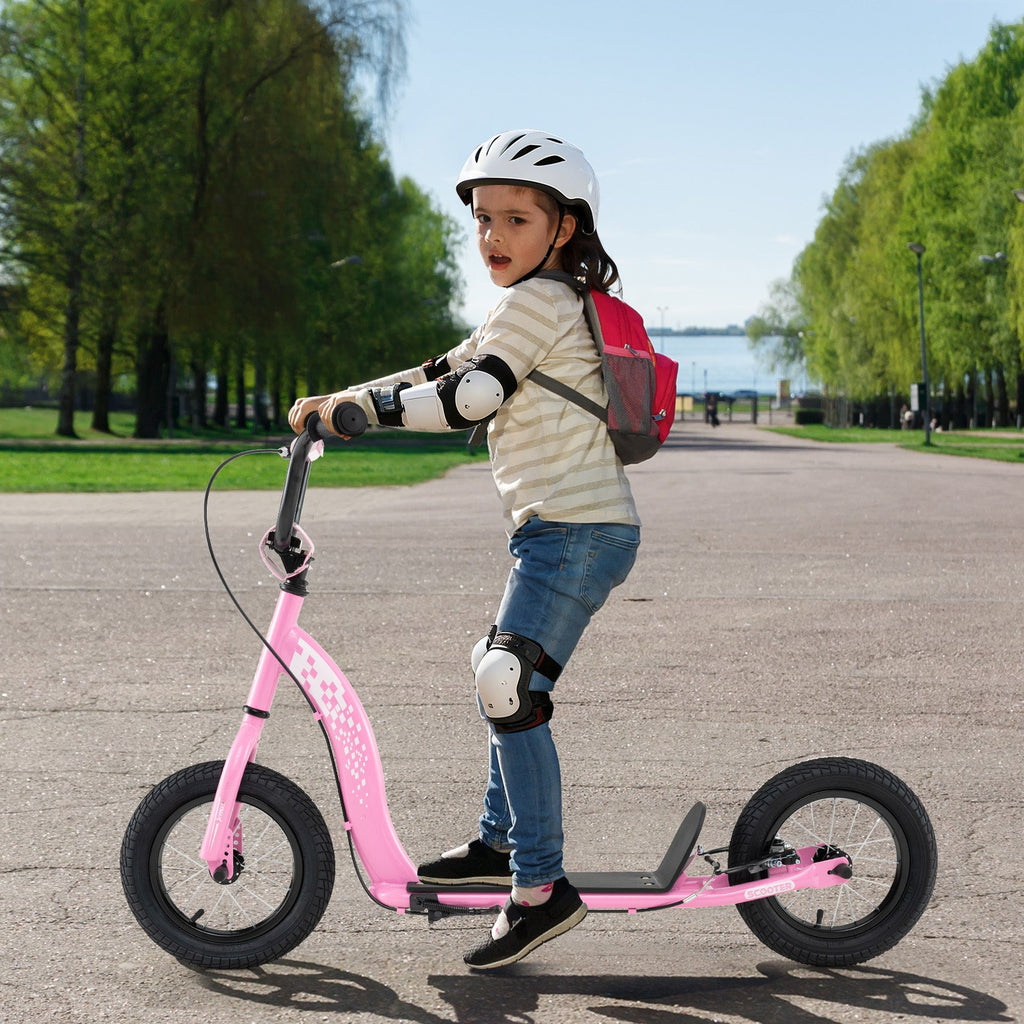 Kids Scooter Youth Kick Scooter with Adjustable Height Handlebar 12-Inch Inflatable Wheels