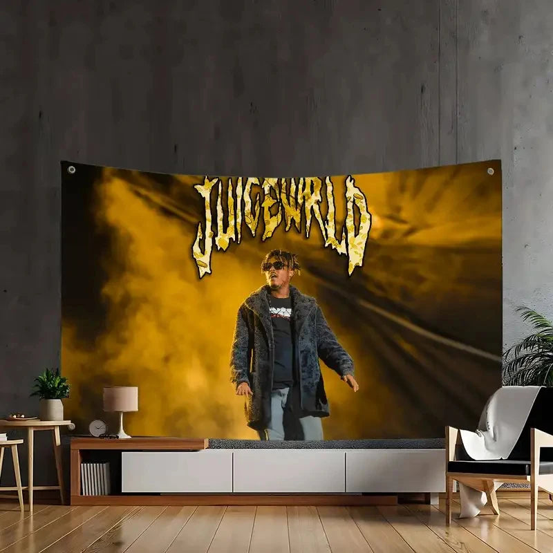 VIKAMA Juice WRLD Rapper Tapestry Musician Wall Hanging Custom Fan Merch Aesthetic Bedroom Decor Art Flag Cloth Banner