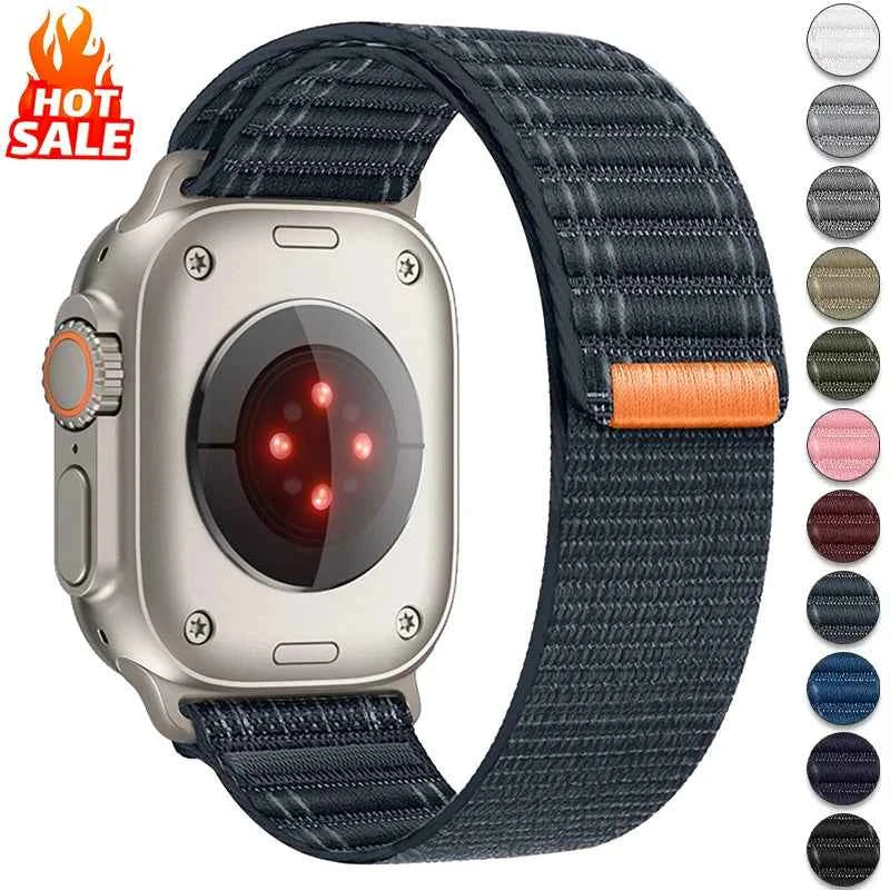 Nylon Loop Wave Strap for Apple Watch – Ultra 3/2 49mm, Series 11/10/9/8/7/6/SE 46/45/44/42/41/40mm