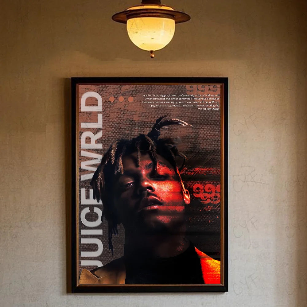 1PC Hip Hop Rapper J-Juice W-Wrld Music Poster Waterproof Wall Art Movie Posters For Bar Living Bedroom Retro Room Decor Gift