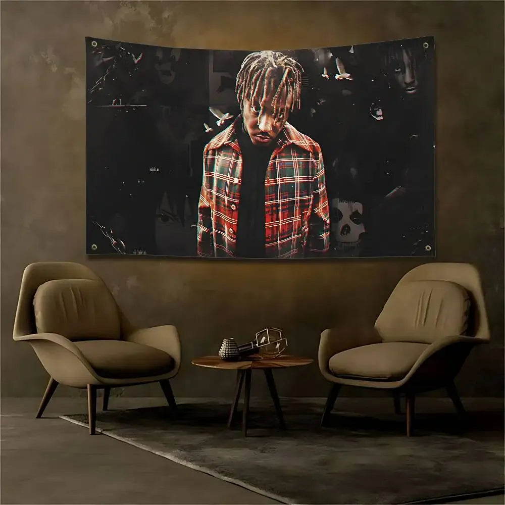 VIKAMA Juice WRLD Rapper Tapestry Musician Wall Hanging Custom Fan Merch Aesthetic Bedroom Decor Art Flag Cloth Banner