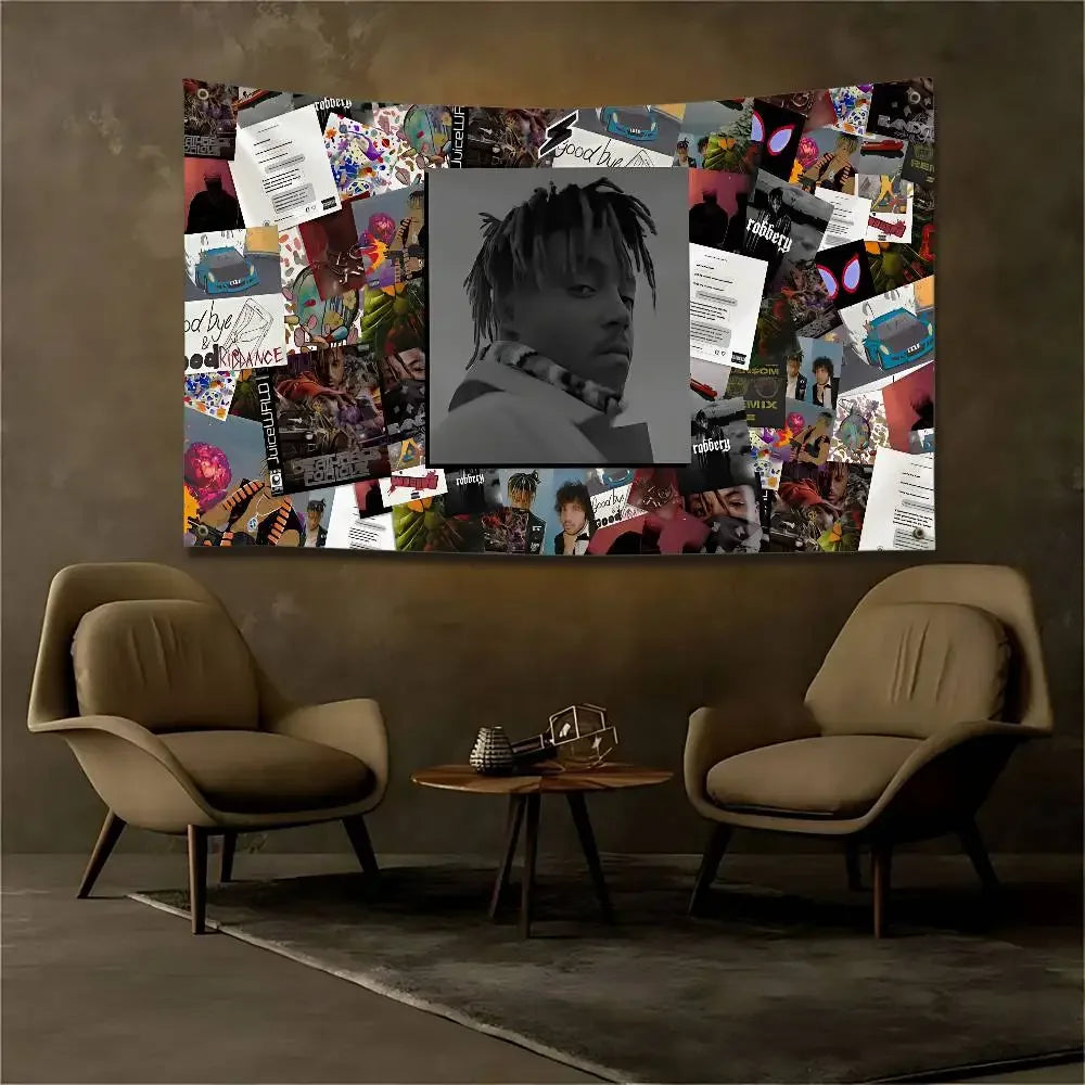 VIKAMA Juice WRLD Rapper Tapestry Musician Wall Hanging Custom Fan Merch Aesthetic Bedroom Decor Art Flag Cloth Banner