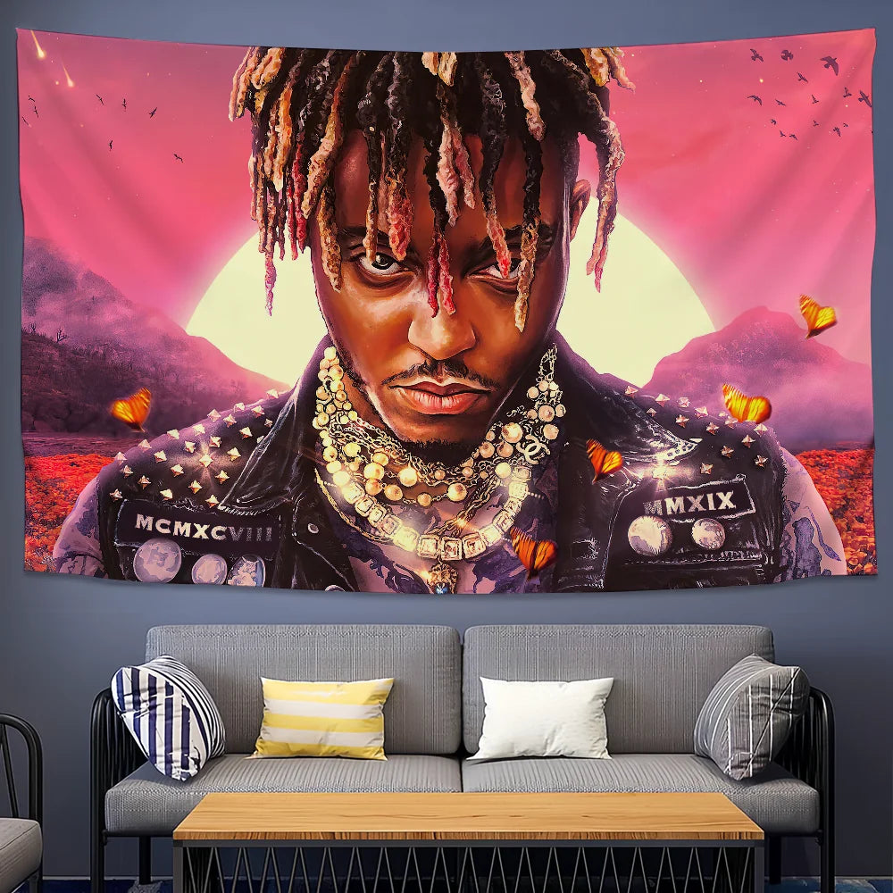 Rapper J-Juice Funny W-Wrld Cool Tapestry Background Hanging Cloth Bedroom Tapestry Room Decor Aesthetic Tapestry Wall Hanging