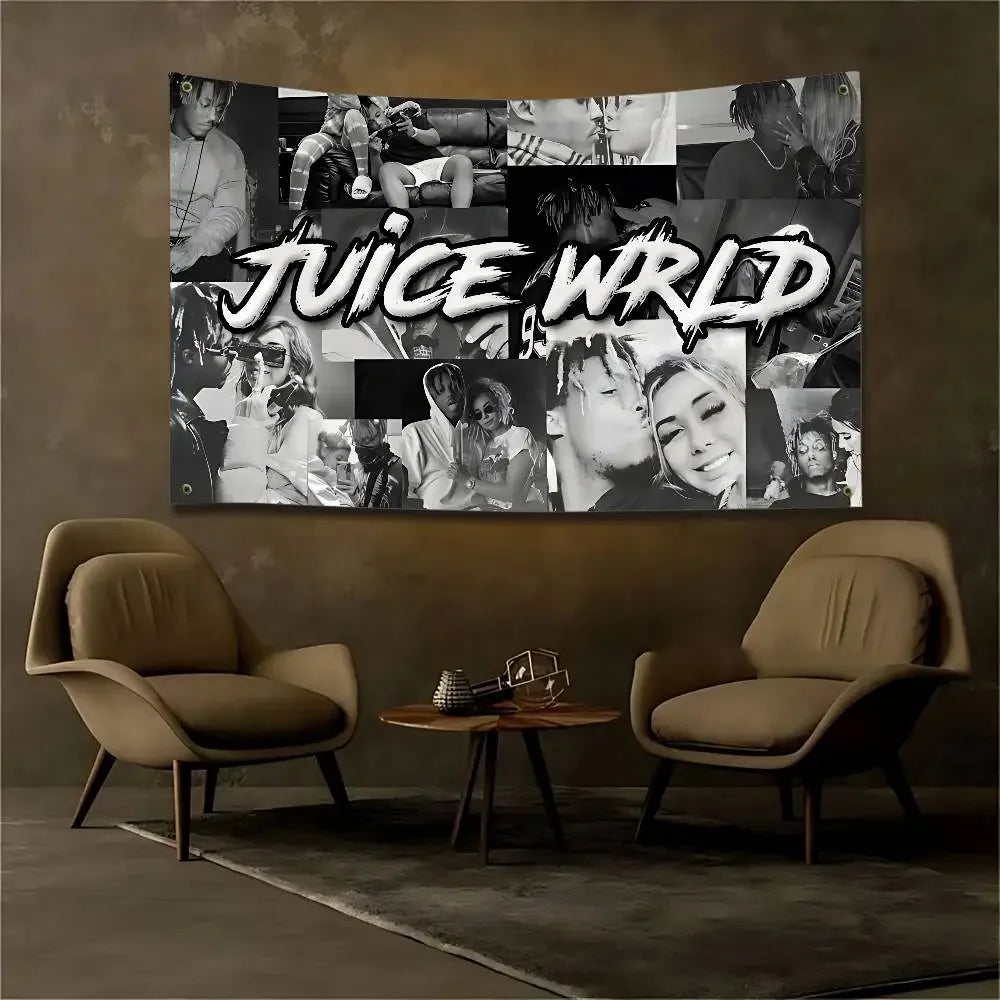 VIKAMA Juice WRLD Rapper Tapestry Musician Wall Hanging Custom Fan Merch Aesthetic Bedroom Decor Art Flag Cloth Banner