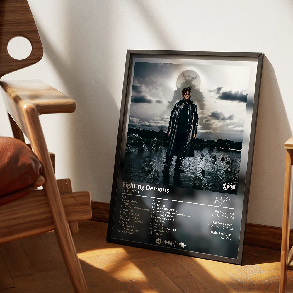 Juice W-WRLD  Poster Rapper Album Cover Retro Poster Music Canvas Wall Art Print Mural Home Decor Music Lover Gift