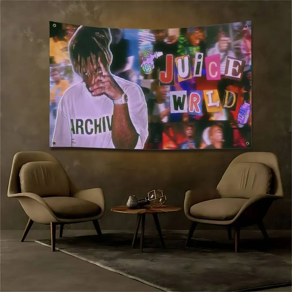 VIKAMA Juice WRLD Rapper Tapestry Musician Wall Hanging Custom Fan Merch Aesthetic Bedroom Decor Art Flag Cloth Banner