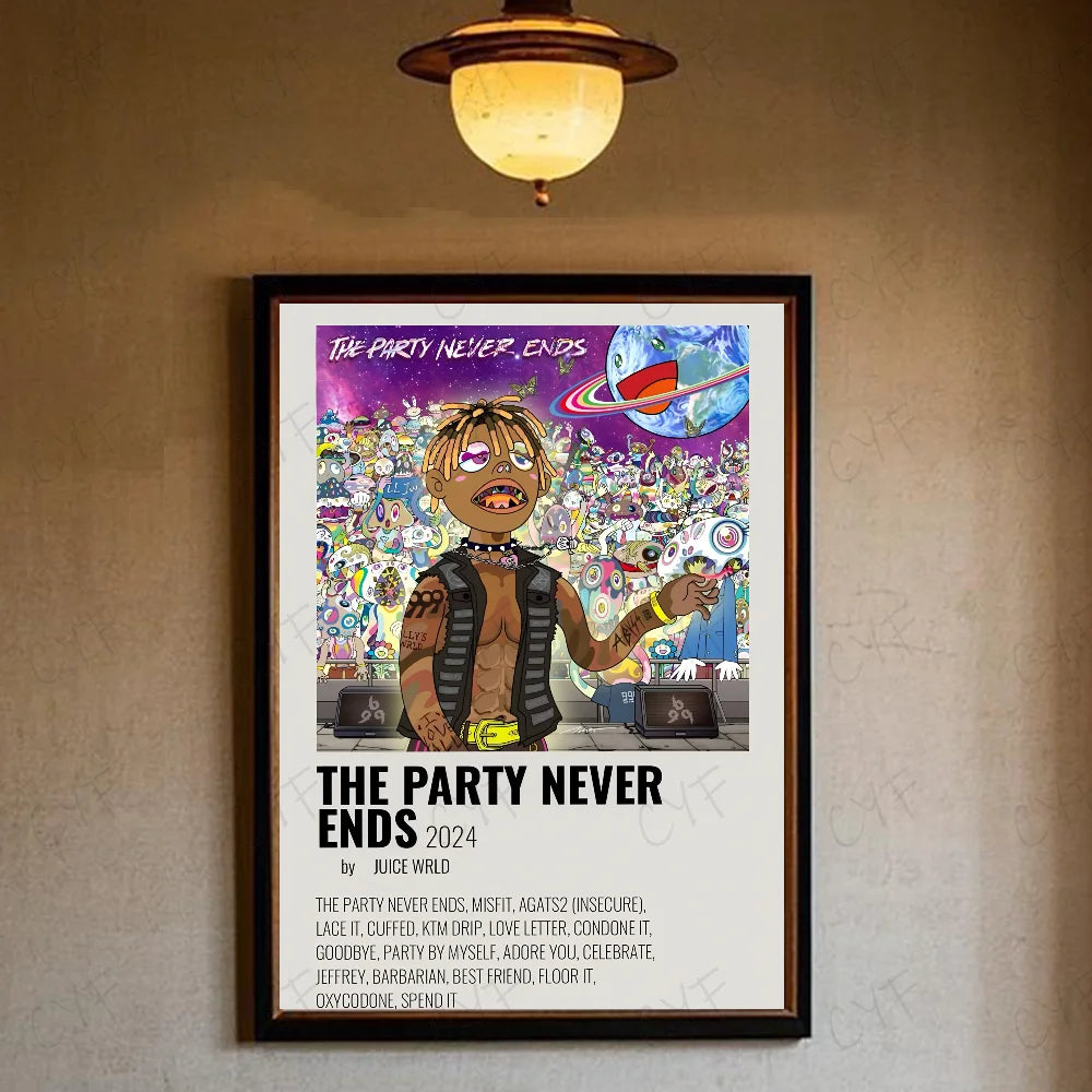 1PC Hip Hop Rapper J-Juice W-Wrld Music Poster Waterproof Wall Art Movie Posters For Bar Living Bedroom Retro Room Decor Gift
