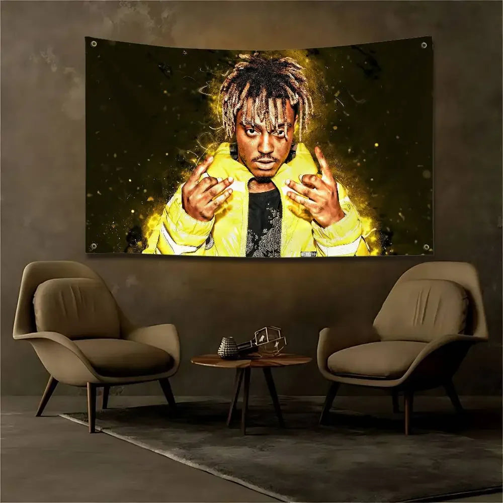VIKAMA Juice WRLD Rapper Tapestry Musician Wall Hanging Custom Fan Merch Aesthetic Bedroom Decor Art Flag Cloth Banner