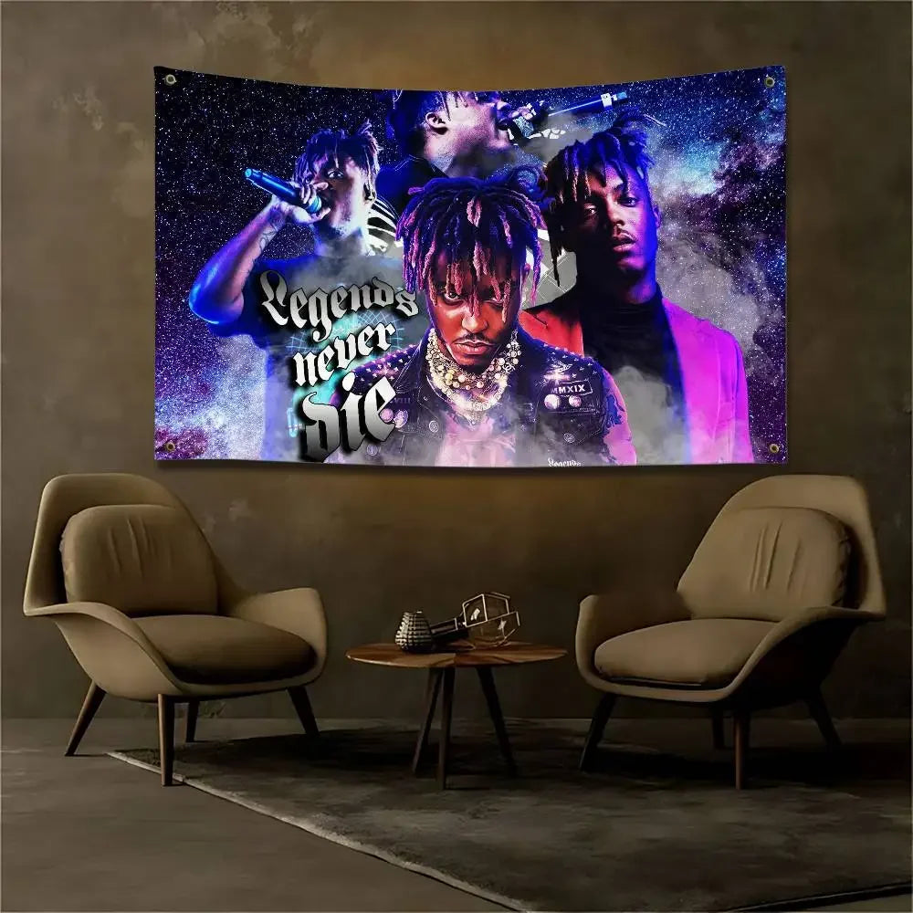 VIKAMA Juice WRLD Rapper Tapestry Musician Wall Hanging Custom Fan Merch Aesthetic Bedroom Decor Art Flag Cloth Banner