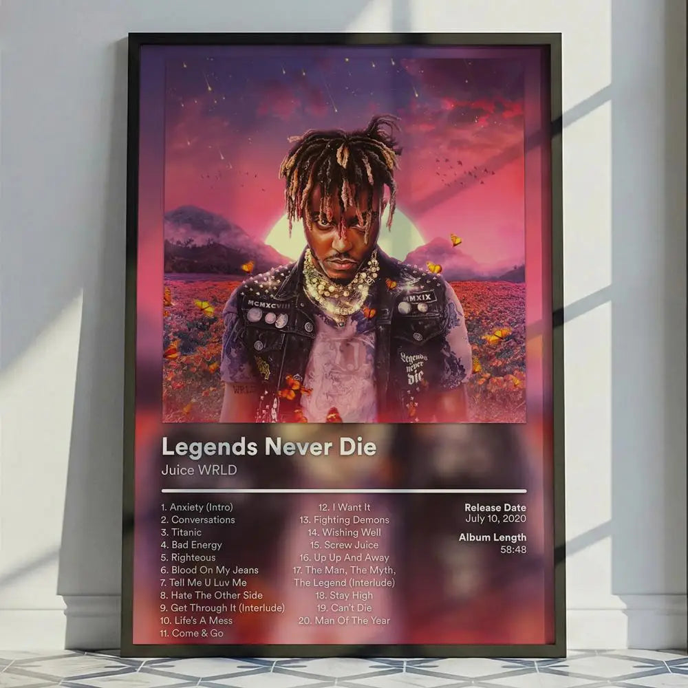 Legend Emo Rap Icon J-Juice WRLD Poster Versatile HD Waterproof Wall Art Self-Adhesive Decor for Any Space Ideal Gift