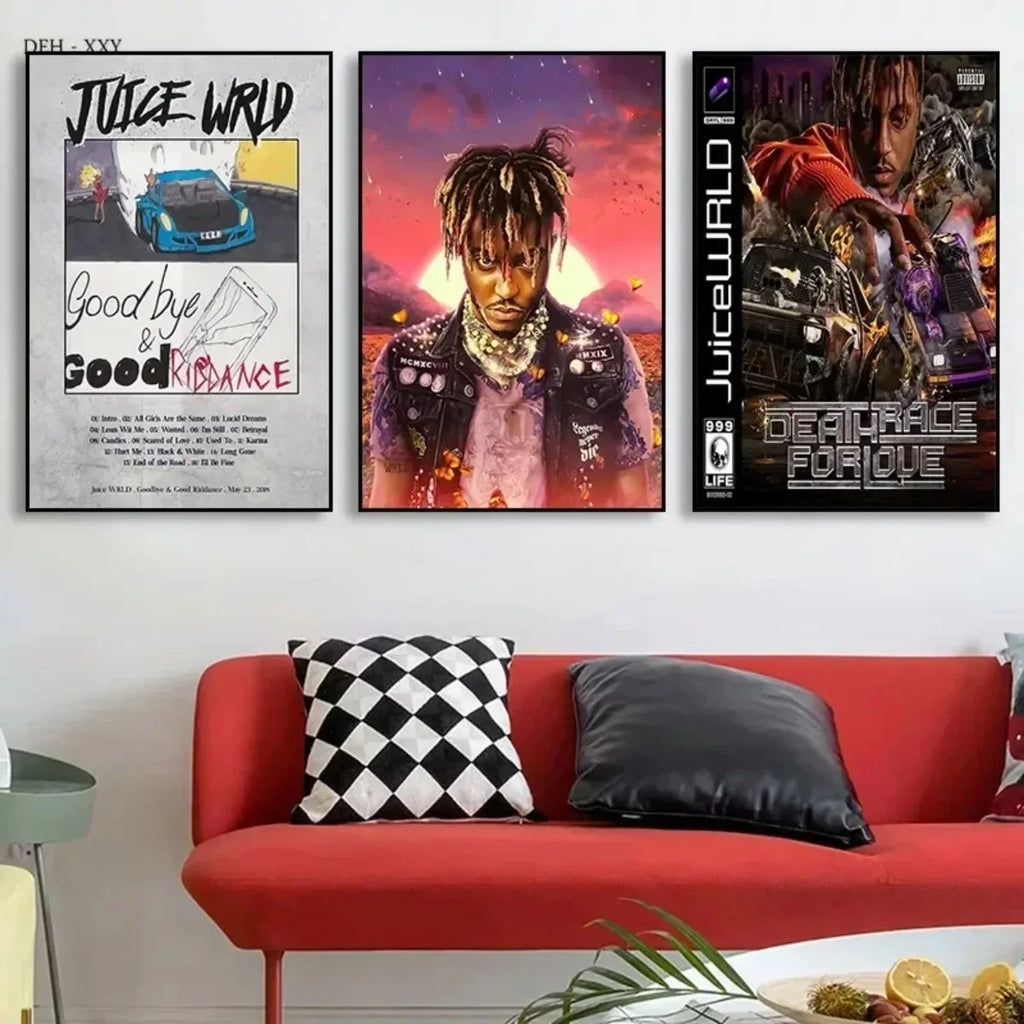 Canvas Painting Posters and Prints Wall Art Hip Hop Singer Juice WRLD Album Cover Juice Wrld Wall Art Rapper Portrait Pictrues