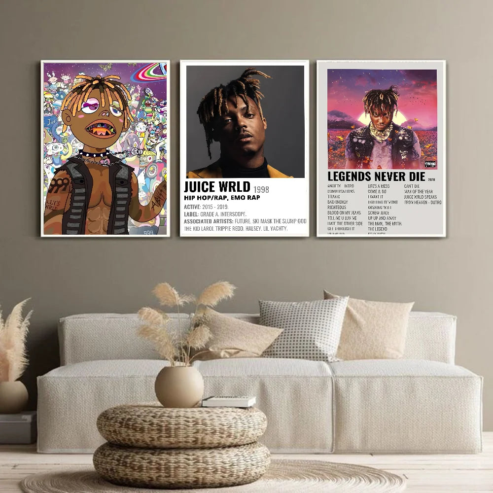 1PC Hip Hop Rapper J-Juice W-Wrld Music Poster Waterproof Wall Art Movie Posters For Bar Living Bedroom Retro Room Decor Gift