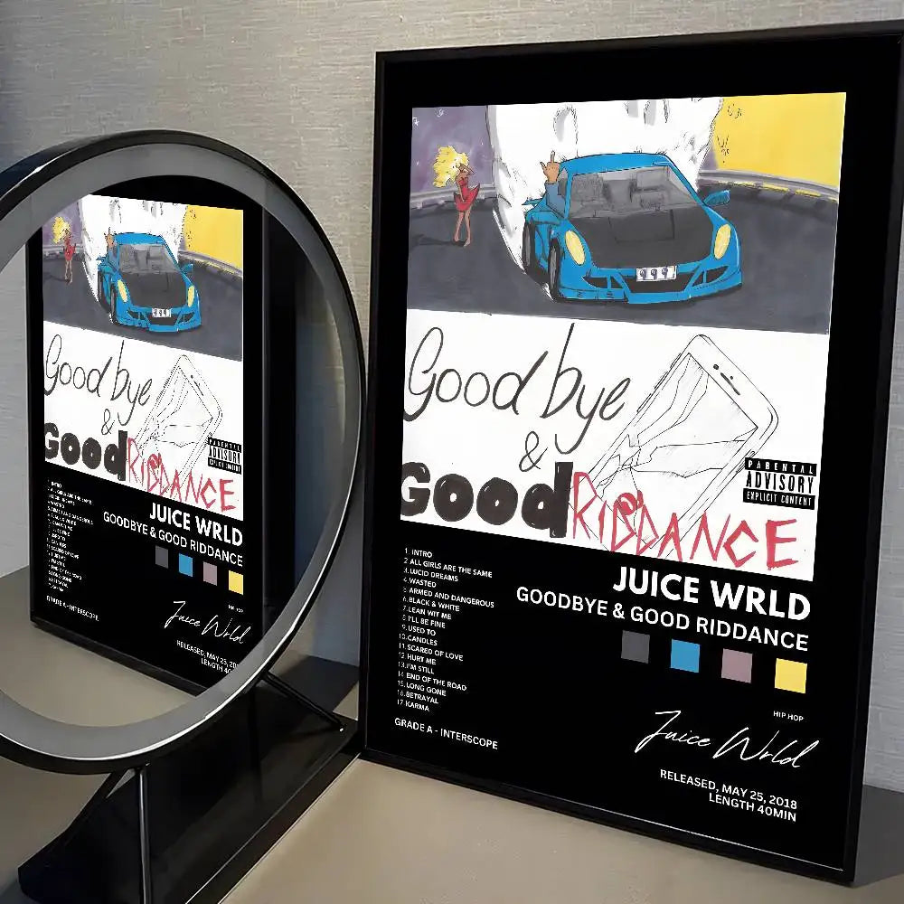 J-Juice WRLD Rap Singer Music Album Poster Dorm Living Room Wall Decoration Painting Stickers Gift Home Decor Modern Style