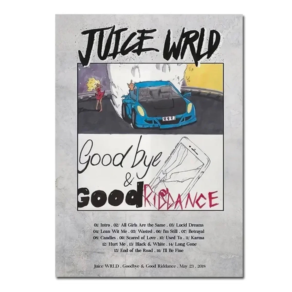 Canvas Painting Posters and Prints Wall Art Hip Hop Singer Juice WRLD Album Cover Juice Wrld Wall Art Rapper Portrait Pictrues
