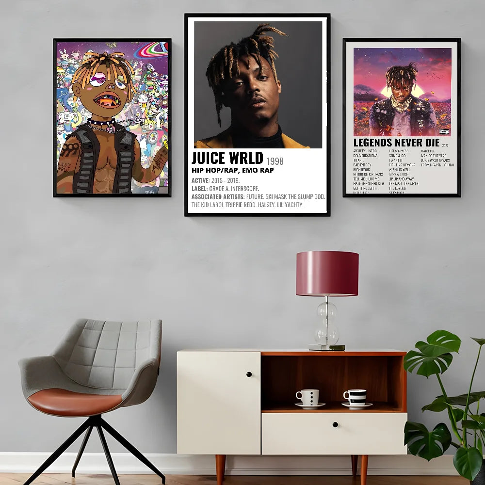 1PC Hip Hop Rapper J-Juice W-Wrld Music Poster Waterproof Wall Art Movie Posters For Bar Living Bedroom Retro Room Decor Gift