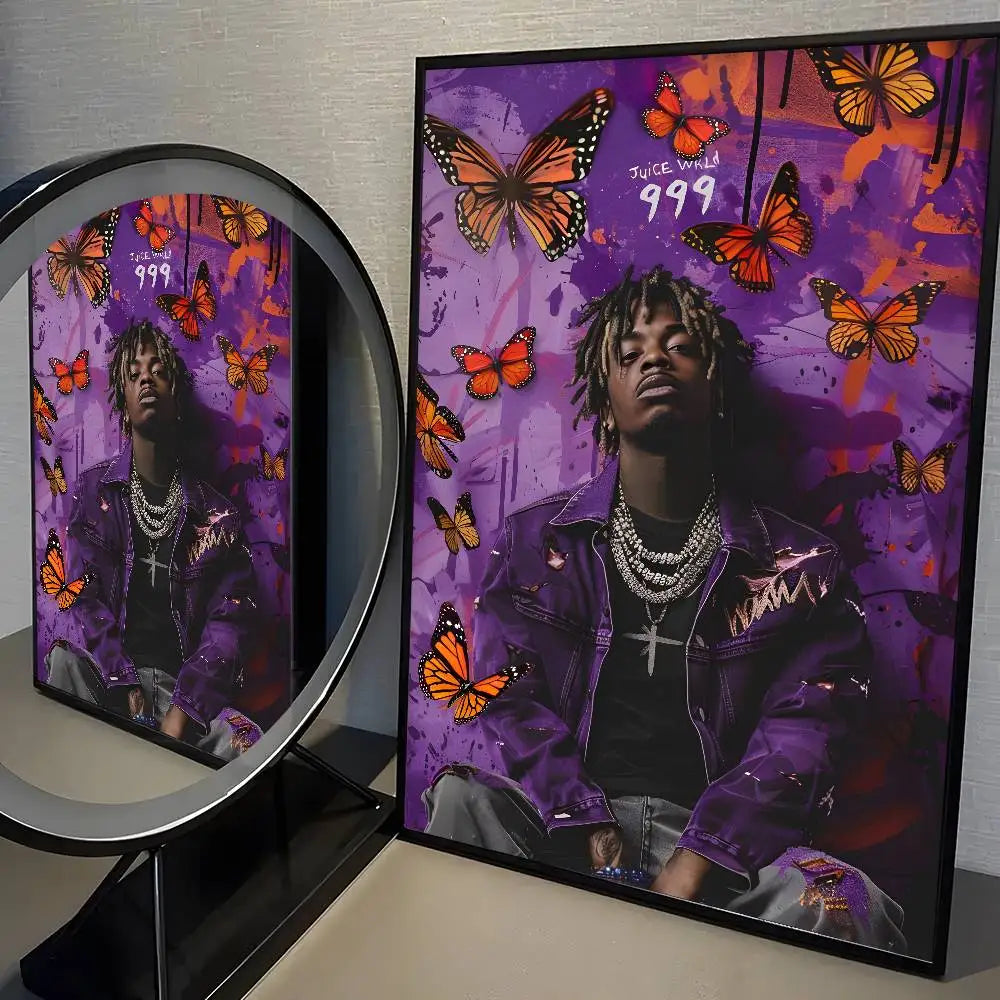 J-Juice WRLD Rap Singer Music Album Poster Dorm Living Room Wall Decoration Painting Stickers Gift Home Decor Modern Style
