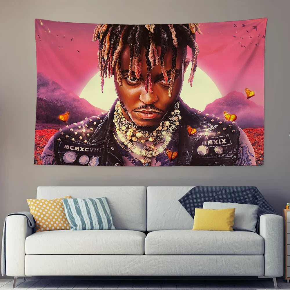 Rapper J-Juice Funny W-Wrld Cool Tapestry Background Hanging Cloth Bedroom Tapestry Room Decor Aesthetic Tapestry Wall Hanging