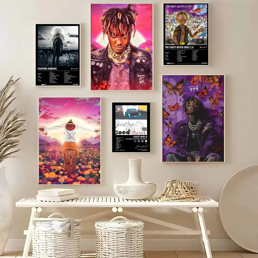 J-Juice WRLD Rap Singer Music Album Poster Dorm Living Room Wall Decoration Painting Stickers Gift Home Decor Modern Style