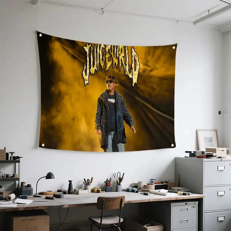 VIKAMA Juice WRLD Rapper Tapestry Musician Wall Hanging Custom Fan Merch Aesthetic Bedroom Decor Art Flag Cloth Banner