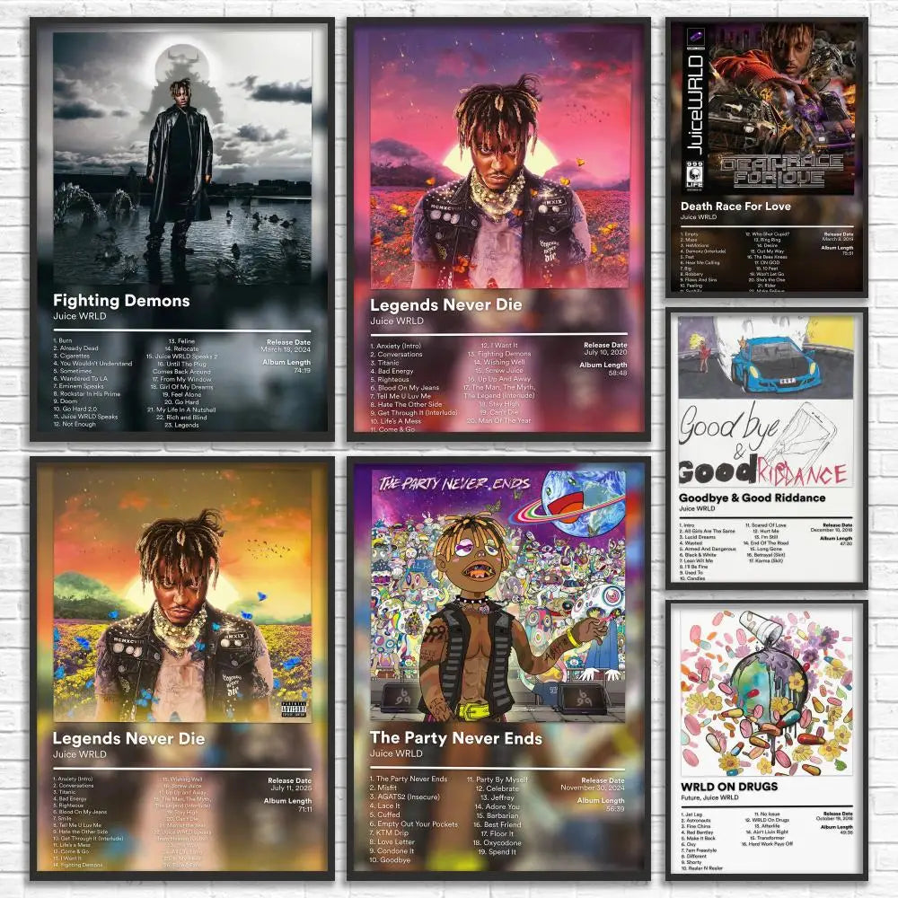 Legend Emo Rap Icon J-Juice WRLD Poster Versatile HD Waterproof Wall Art Self-Adhesive Decor for Any Space Ideal Gift