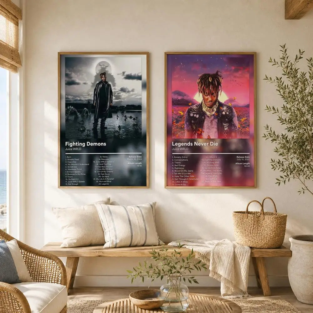 Legend Emo Rap Icon J-Juice WRLD Poster Versatile HD Waterproof Wall Art Self-Adhesive Decor for Any Space Ideal Gift