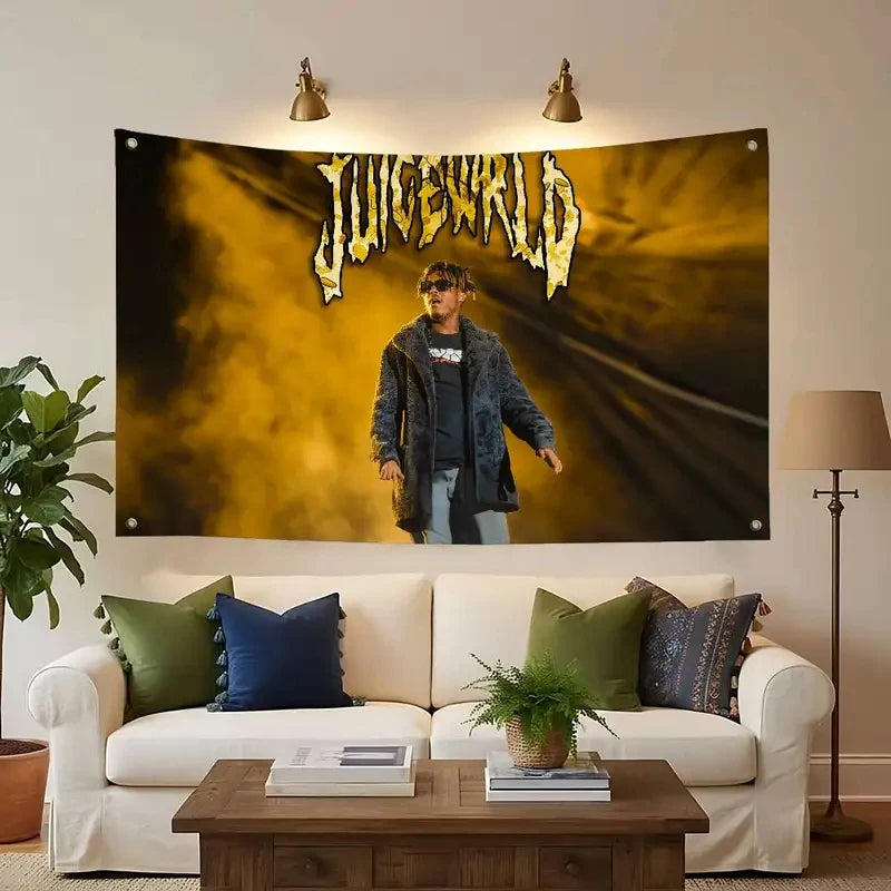 VIKAMA Juice WRLD Rapper Tapestry Musician Wall Hanging Custom Fan Merch Aesthetic Bedroom Decor Art Flag Cloth Banner