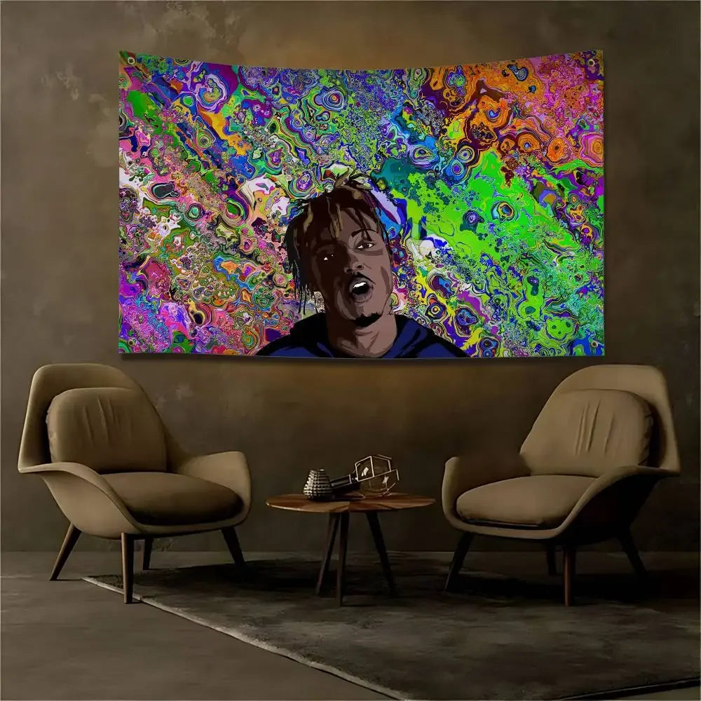 VIKAMA Juice WRLD Rapper Tapestry Musician Wall Hanging Custom Fan Merch Aesthetic Bedroom Decor Art Flag Cloth Banner