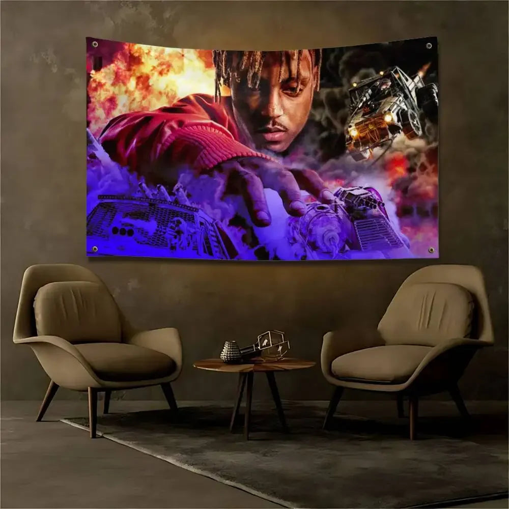 VIKAMA Juice WRLD Rapper Tapestry Musician Wall Hanging Custom Fan Merch Aesthetic Bedroom Decor Art Flag Cloth Banner
