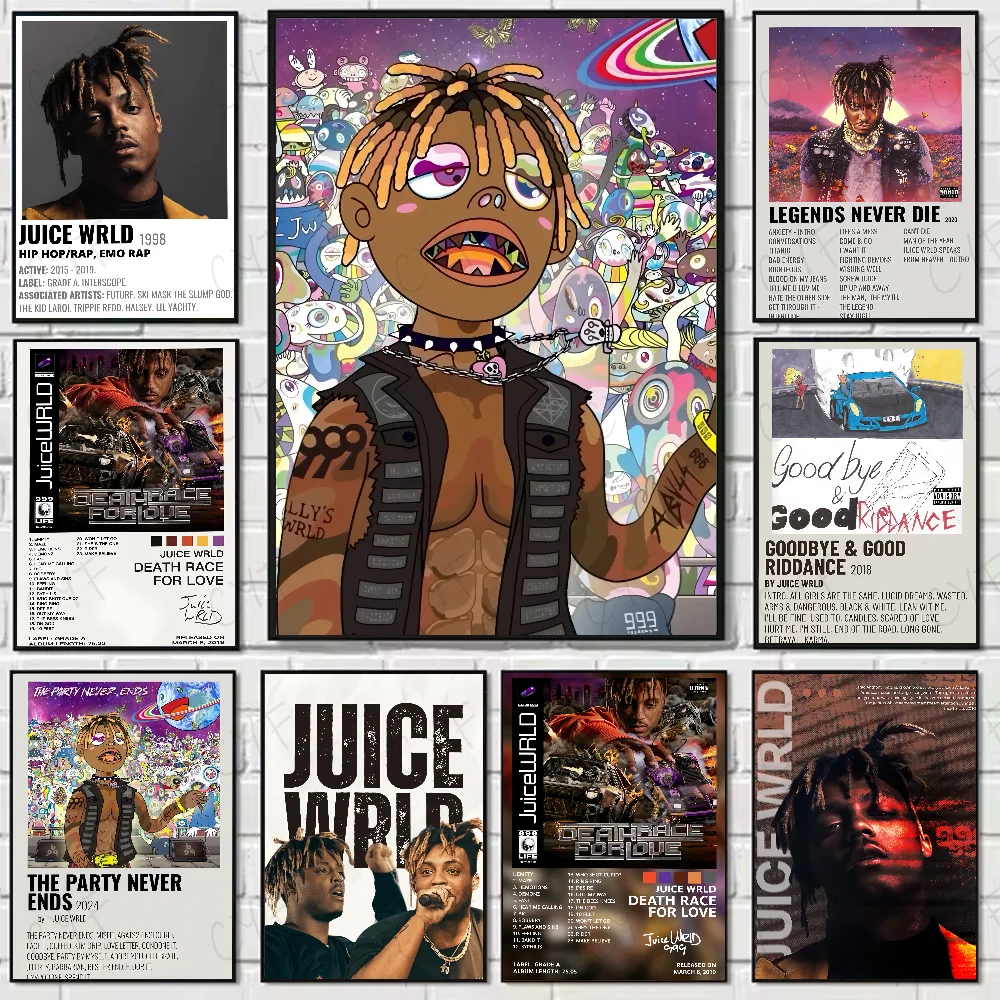 1PC Hip Hop Rapper J-Juice W-Wrld Music Poster Waterproof Wall Art Movie Posters For Bar Living Bedroom Retro Room Decor Gift