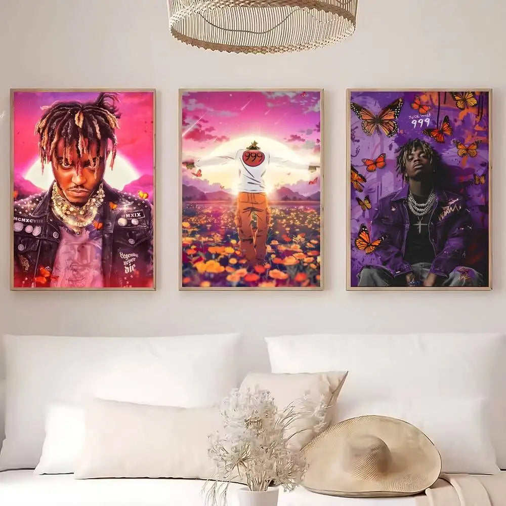 J-Juice WRLD Rap Singer Music Album Poster Dorm Living Room Wall Decoration Painting Stickers Gift Home Decor Modern Style